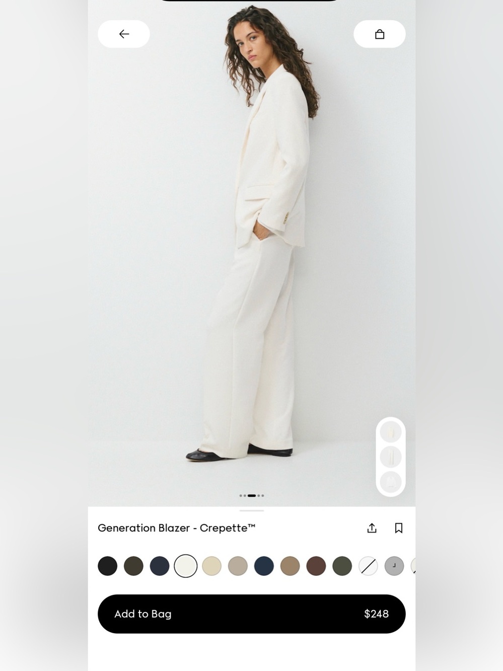 Aritzia Cream Wide-Leg Trousers